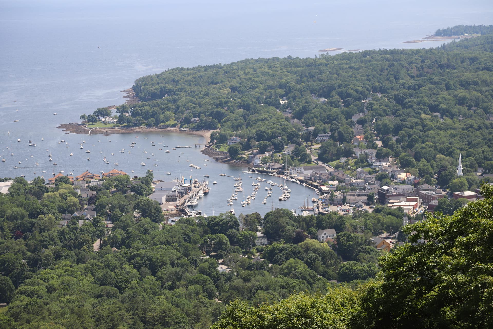 Camden harbour and Penobscot Bay seen from the summit of Mount Battie
